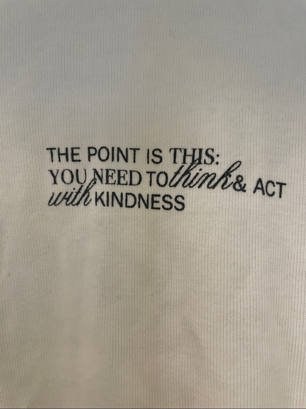 Zara White Short-Sleeve Crewneck T-Shirt with Small Chest Text
